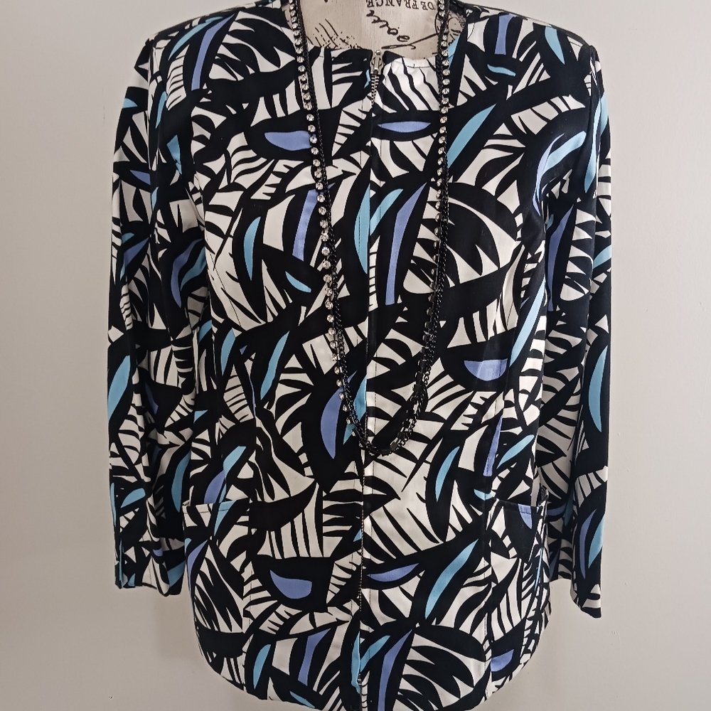 Bob Mackie Blazer Wearable Art Womens S Multicolor Artsy Geometric Print